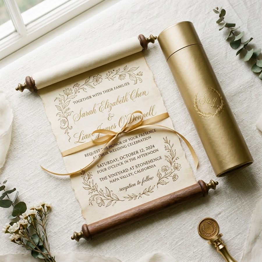 Scroll wedding invitations