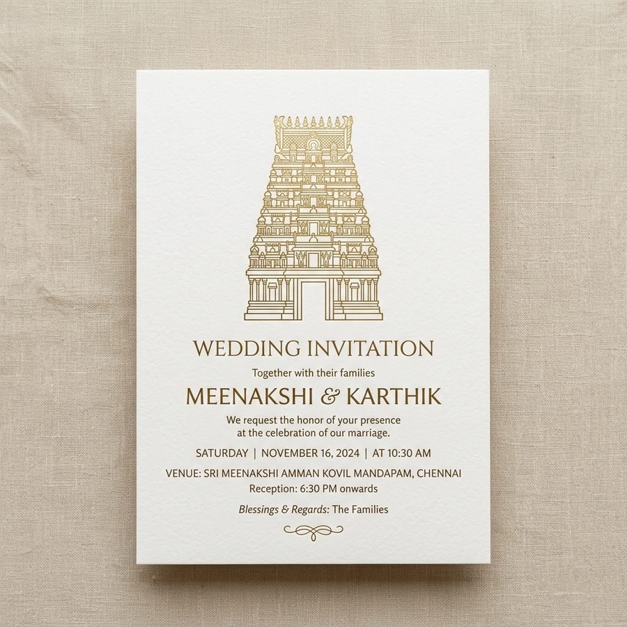 Traditional Gold Foil Tamil Card